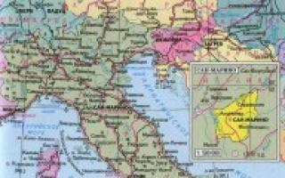 Politisk kart over Italia på russisk