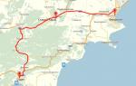 Route Feodosia - pike perch Distance between pike perch and Feodosia